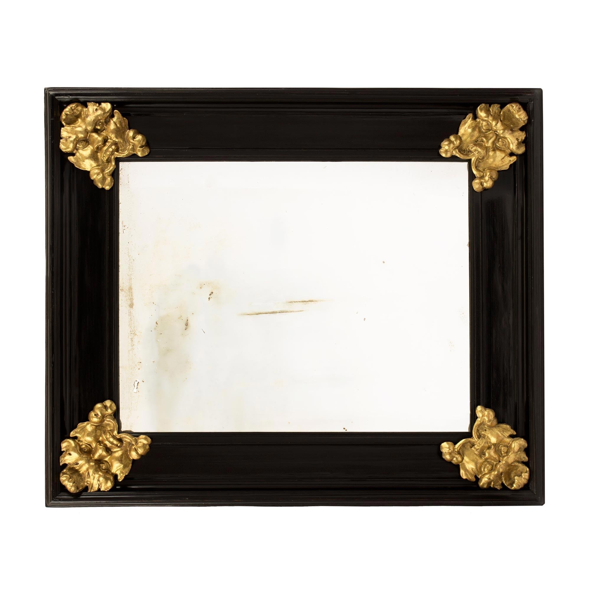 Italian 19th Century Florentine Ebony and Giltwood Mirror For Sale 2