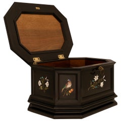 Italian 19th Century Florentine St. Ebony And Pietra Dura Marble Box