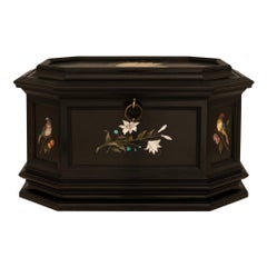 Italian 19th Century Florentine St. Ebony And Pietra Dura Marble Box