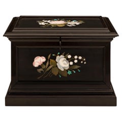 Italian 19th Century Florentine St. Ebony and Pietra Dura Marble Box