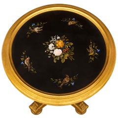 Italian 19th Century Florentine St. Giltwood And Pietra Dura Center Table