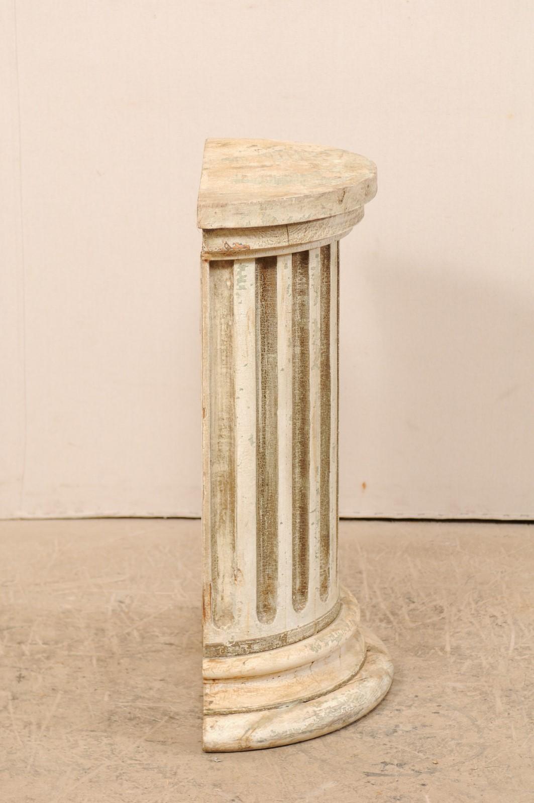 Carved Italian 19th Century Fluted Half Column Pedestal