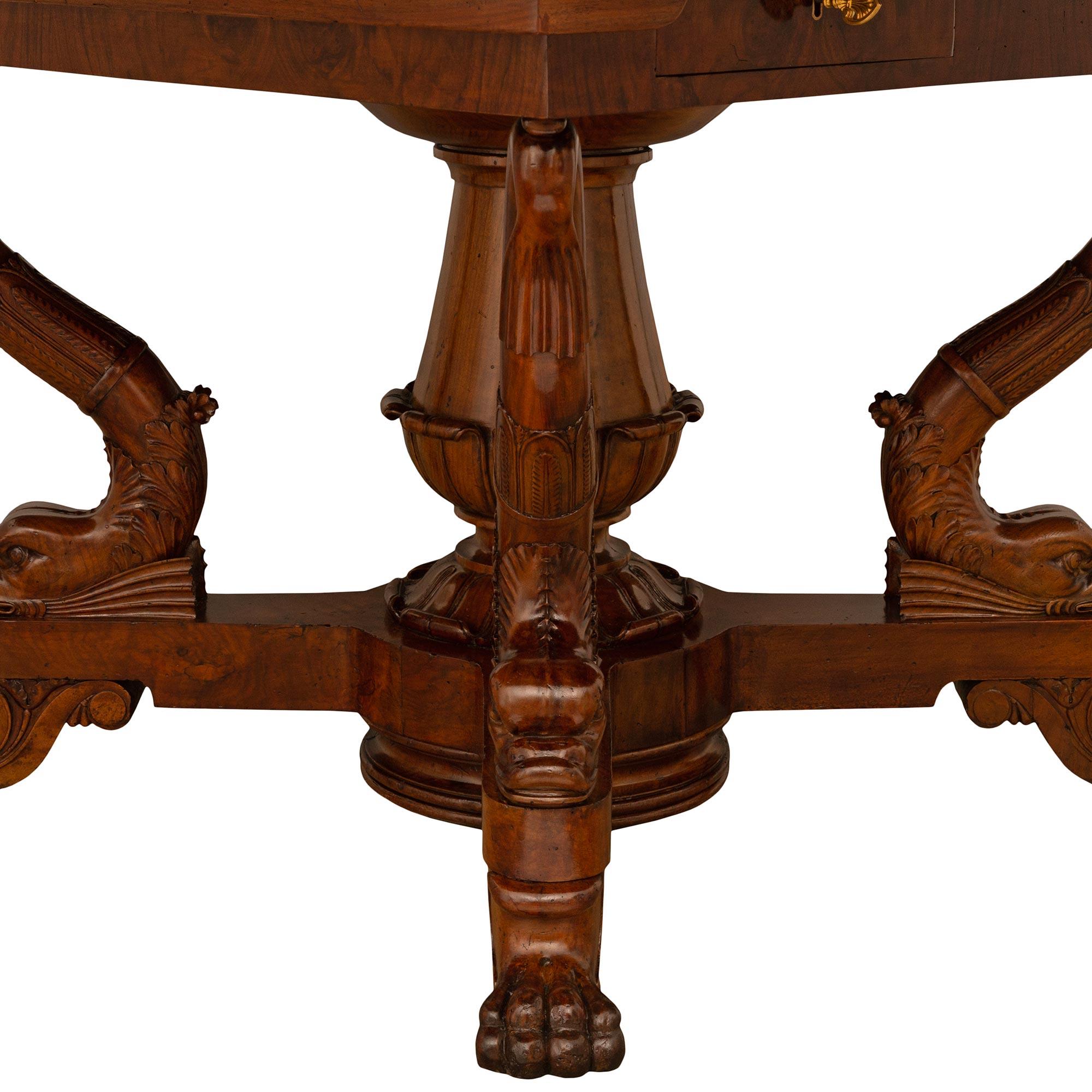 Italian 19th Century Genovese St. Charles X Period Walnut Center/Dining Table For Sale 7