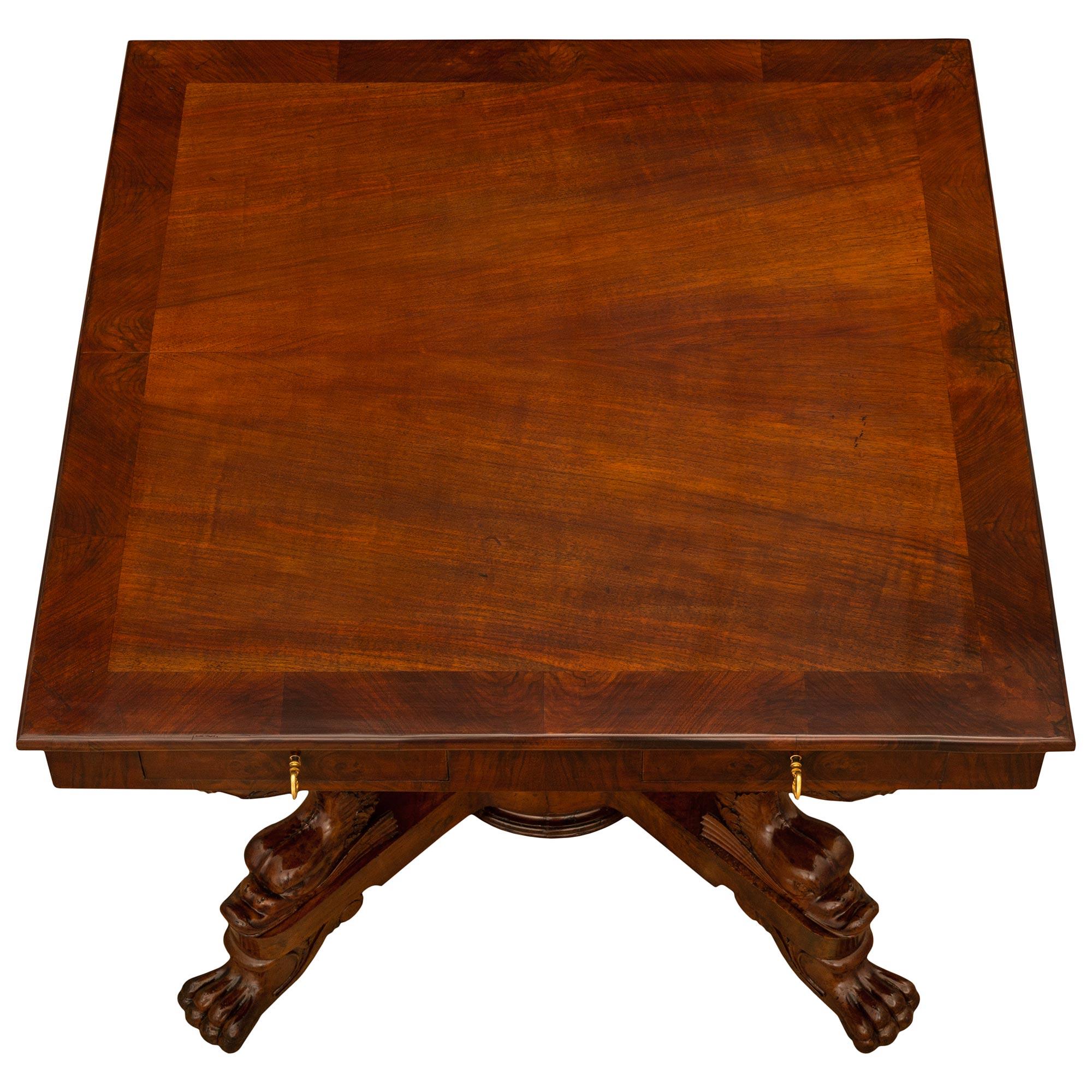 Italian 19th Century Genovese St. Charles X Period Walnut Center/Dining Table For Sale 10
