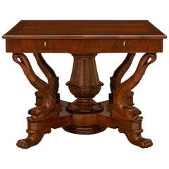 Italian 19th Century Genovese St. Charles X Period Walnut Center/Dining Table