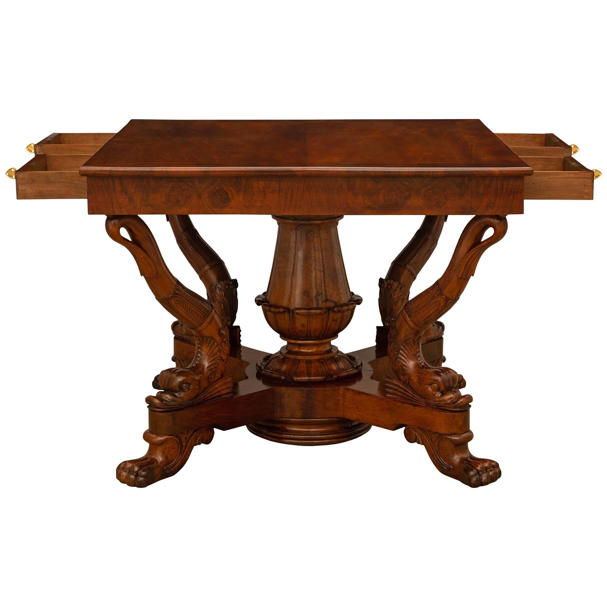Italian 19th Century Genovese St. Charles X Period Walnut Center/Dining Table For Sale 3