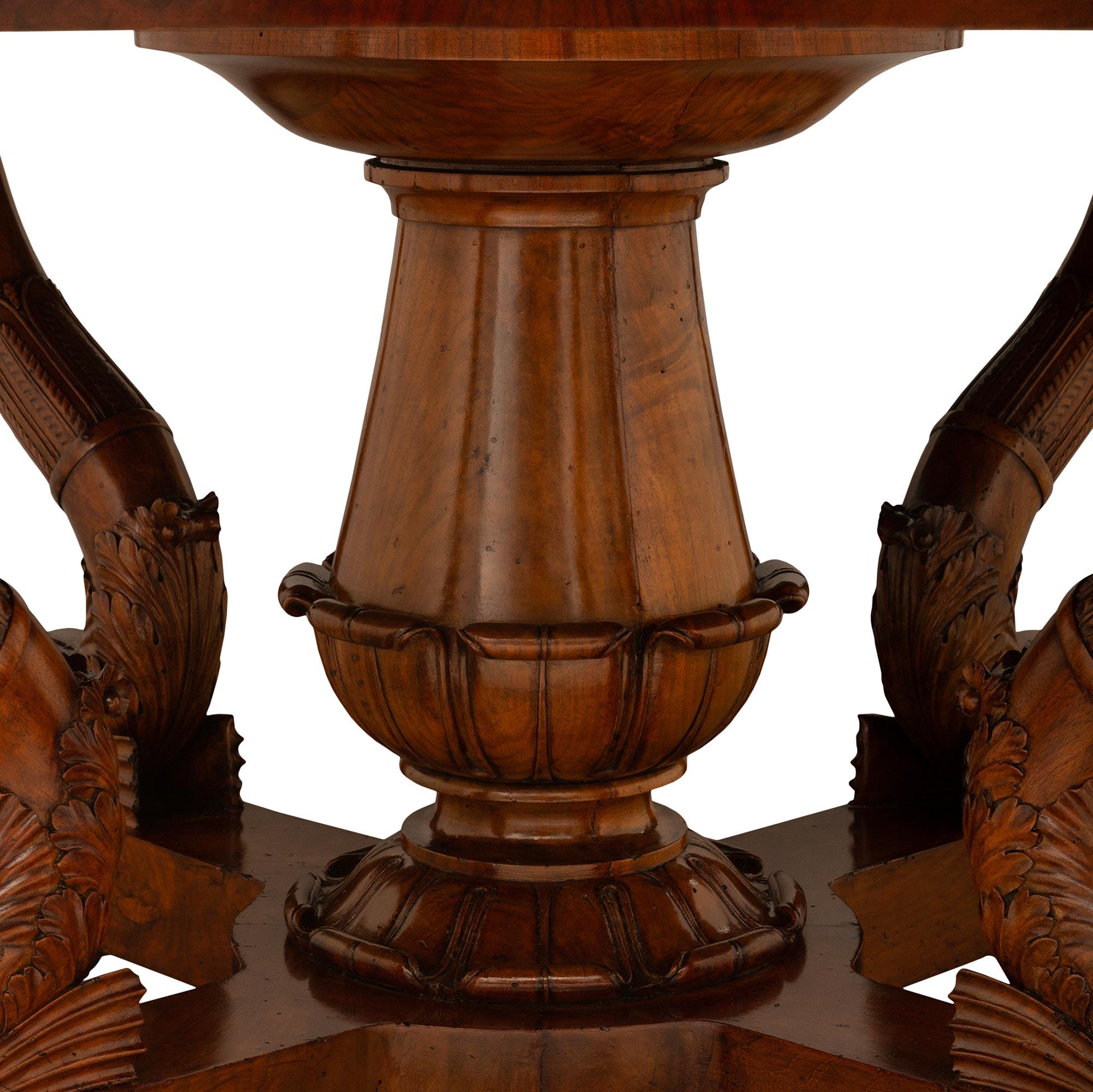 Italian 19th Century Genovese St. Charles X Period Walnut Center/Dining Table For Sale 6
