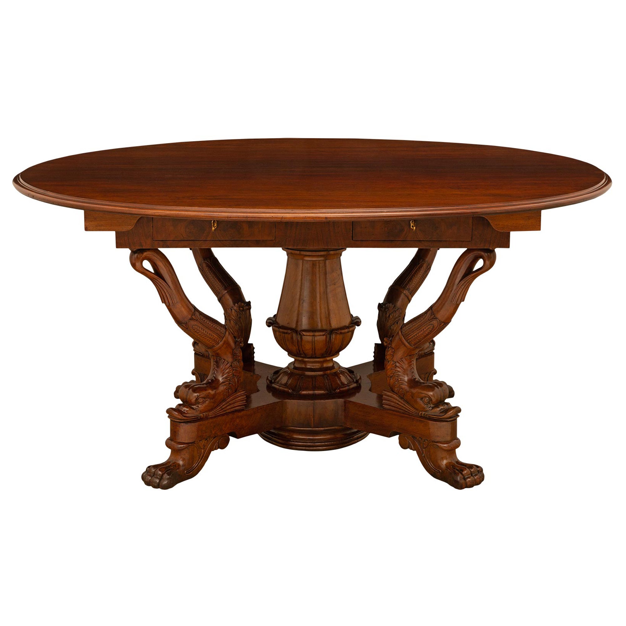 Italian 19th Century Genovese St. Charles X Period Walnut Center/Dining Table