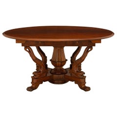 Mesa de centro/comedor italiana de nogal de época St. Charles X del siglo XIX genovés