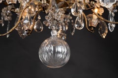 Italian 19th Century Gilded Iron and Crystal Chandelier