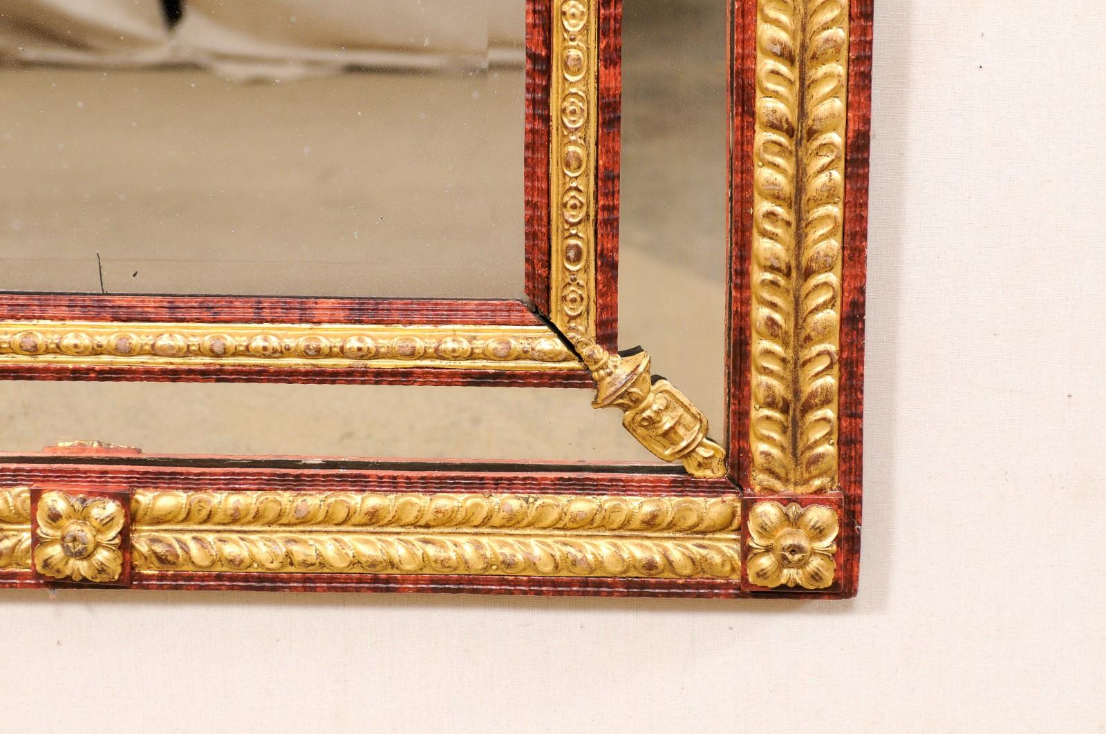 Italian 19th Century Gilt & Red Embossed Repoussé Mirror, Tall For Sale 5