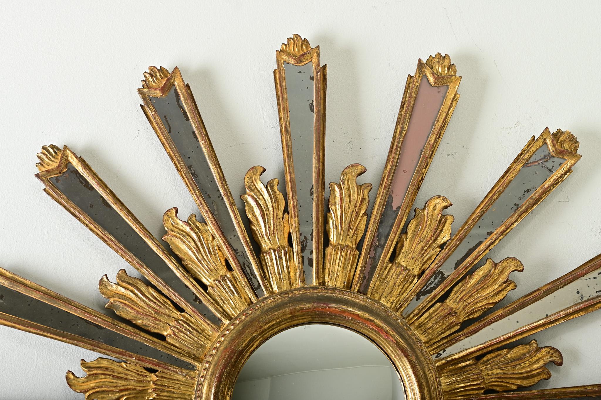 Or Miroir italien du 19ème siècle en forme d'étoile dorée en vente