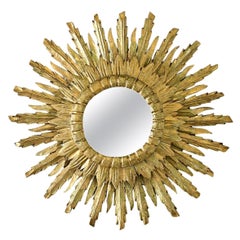 Espejo estrellado dorado italiano del siglo XIX