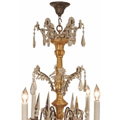 Italian 19th Century Gilt Wood and Crystal Chandelier