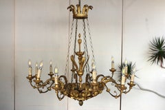 Italian 19th Century Giltwood 12 Light Chandelier