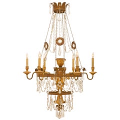 Antique Italian 19th Century Giltwood and Crystal Chandelier