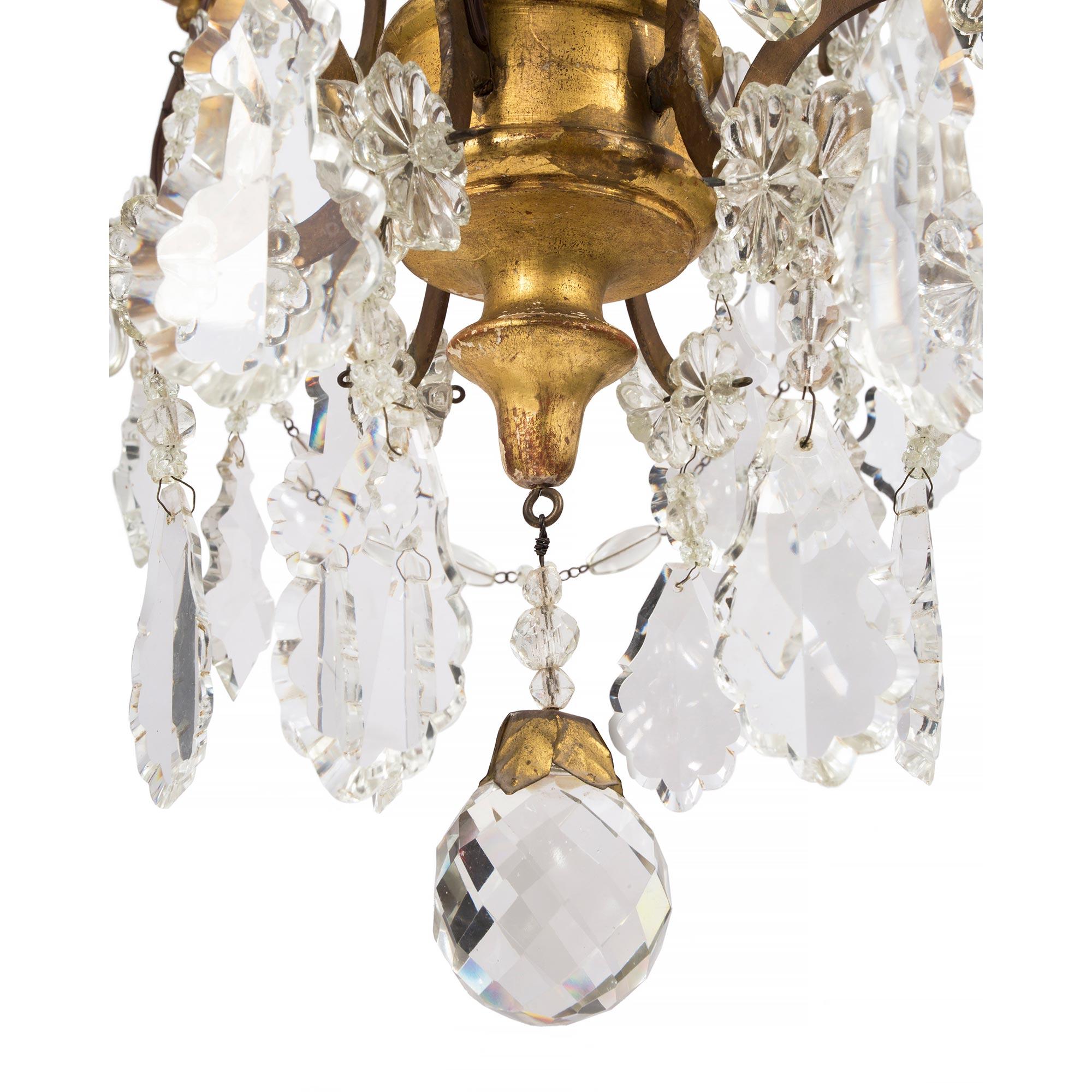 Italian 19th Century Giltwood And Crystal Chandelier For Sale 2