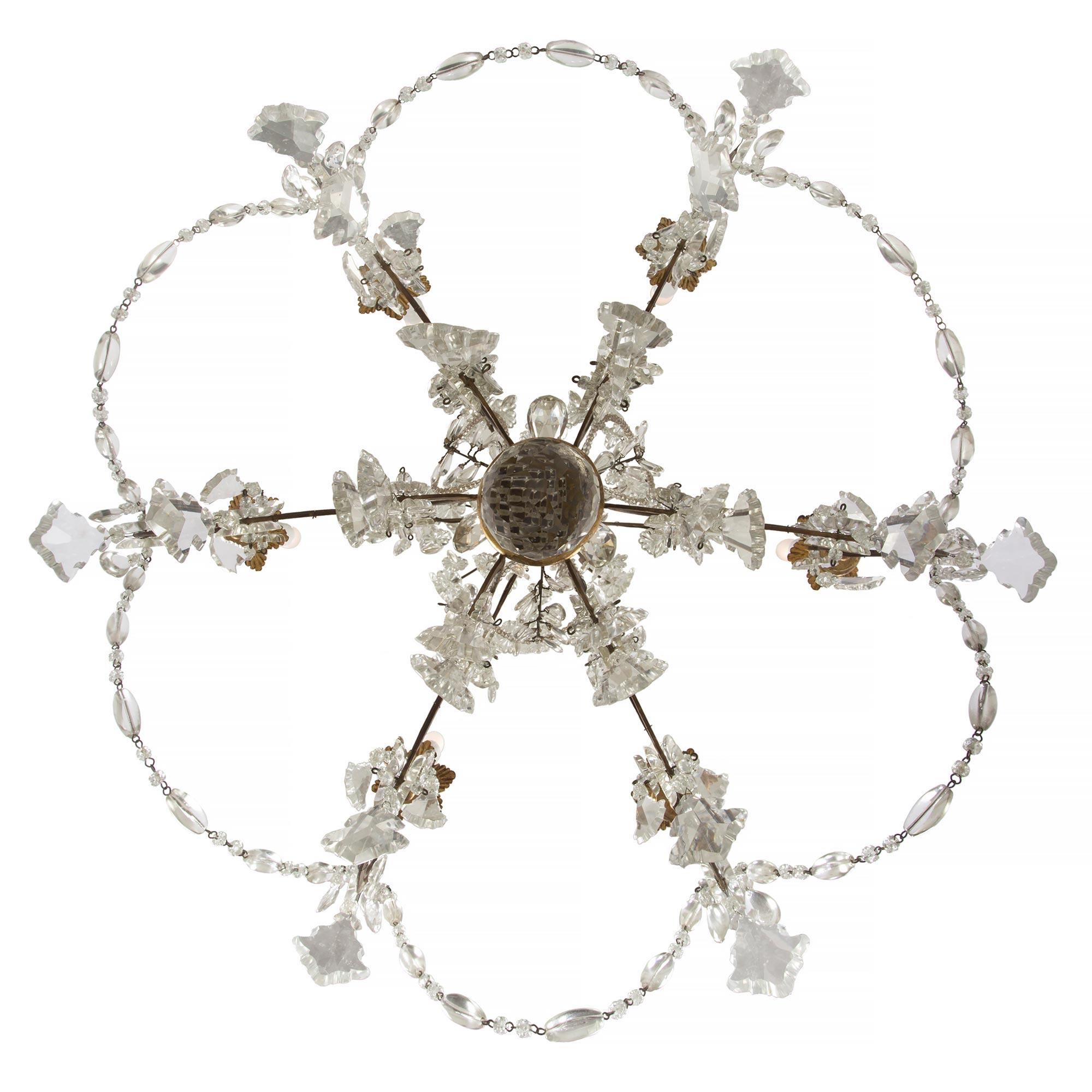 Italian 19th Century Giltwood And Crystal Chandelier For Sale 3