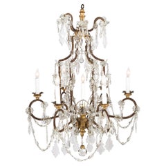 Italian 19th Century Giltwood And Crystal Chandelier