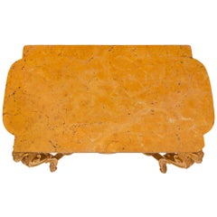 Italian 19th Century Giltwood and Giallo Reale Marble Center Table
