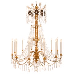 Antique Italian 19th Century Giltwood and Gold Leaf on Metal Chandelier