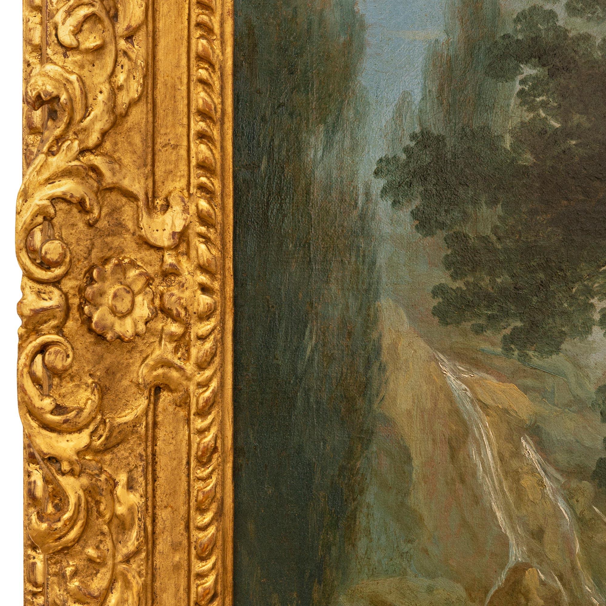 Italian 19th century Giltwood and Oil on canvas painting, circa 1840 For Sale 6