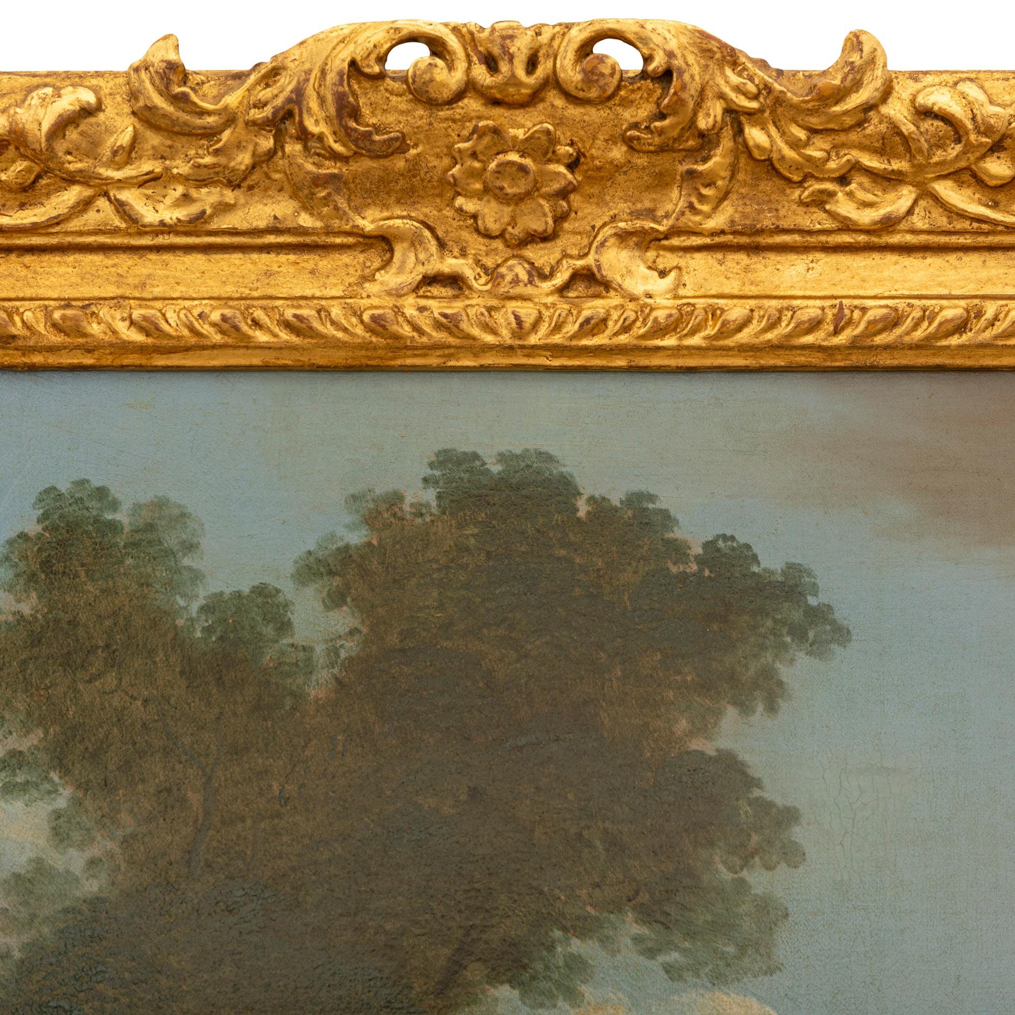 Italian 19th century Giltwood and Oil on canvas painting, circa 1840 For Sale 1