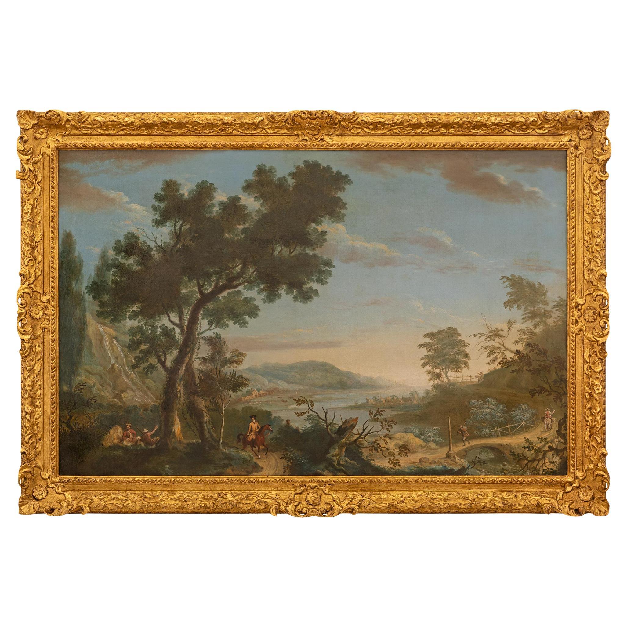 Italian 19th century Giltwood and Oil on canvas painting, circa 1840