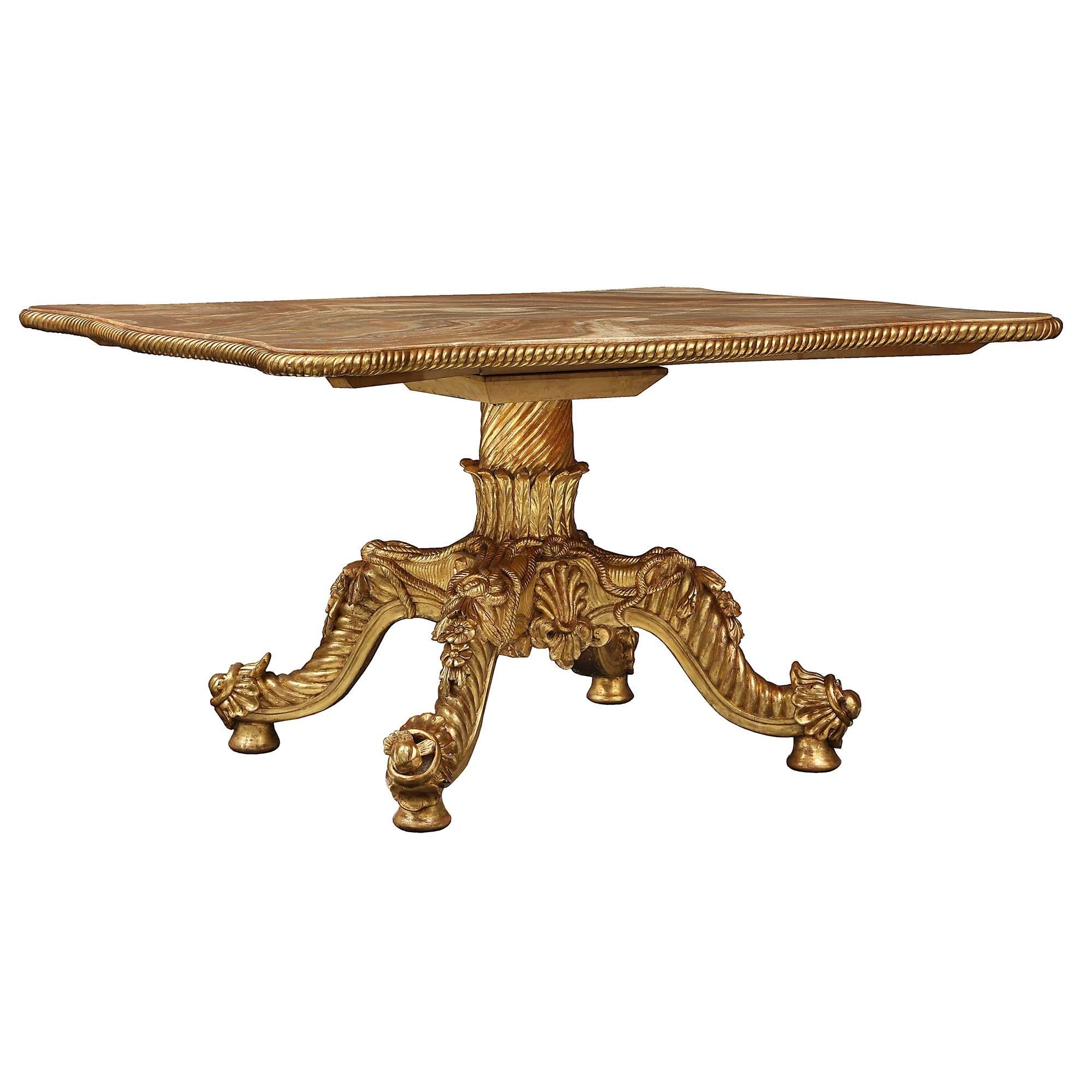 Italian 19th Century Giltwood and Onyx Center Table For Sale 1