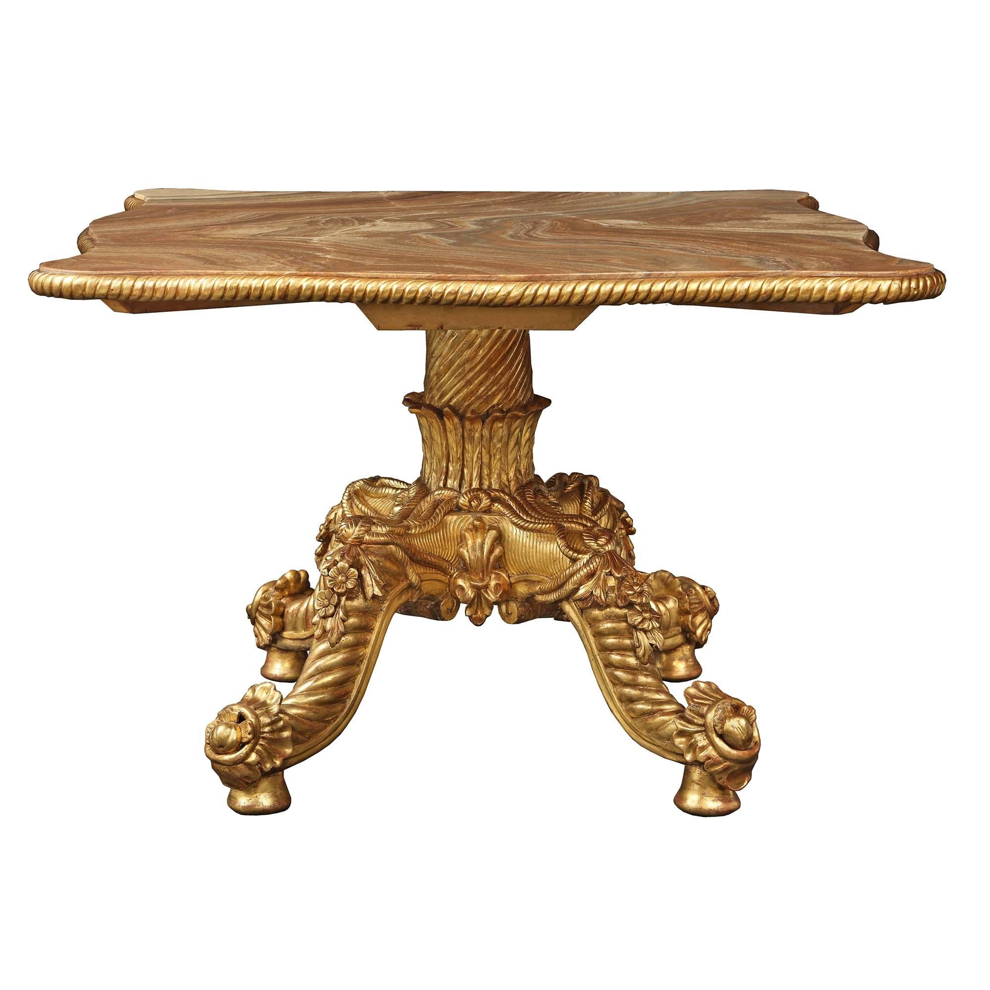 Italian 19th Century Giltwood and Onyx Center Table For Sale 2