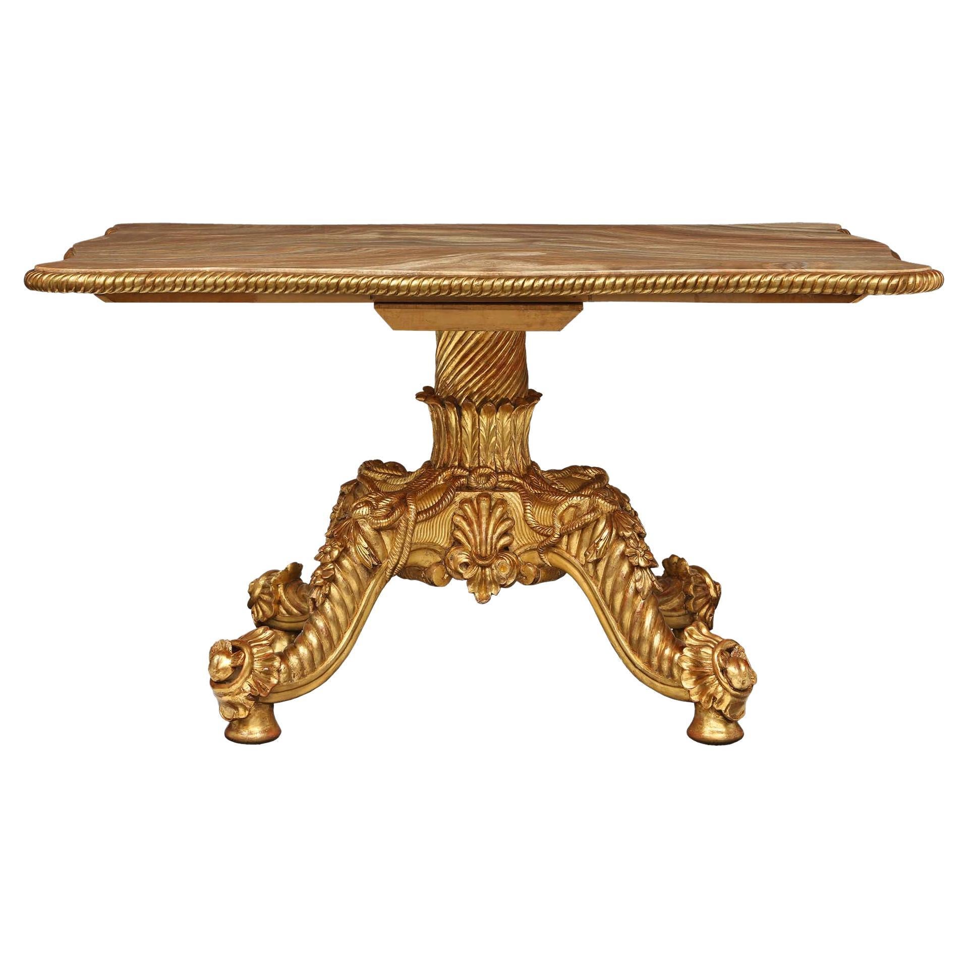 Italian 19th Century Giltwood and Onyx Center Table For Sale