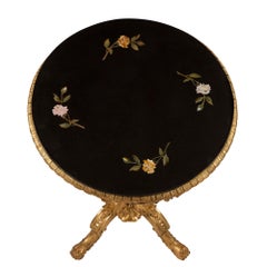 Italian 19th Century Giltwood and Pietra Dura Marble Side Table