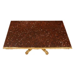 Italian 19th Century Giltwood and Rouge Griotte Marble Center Table