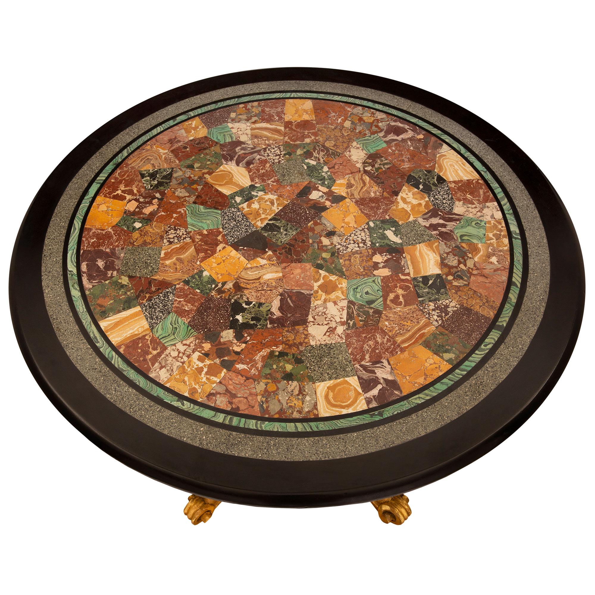 Italienischer Beistelltisch aus Giltwood und Marmor aus dem 19. im Zustand „Gut“ im Angebot in West Palm Beach, FL