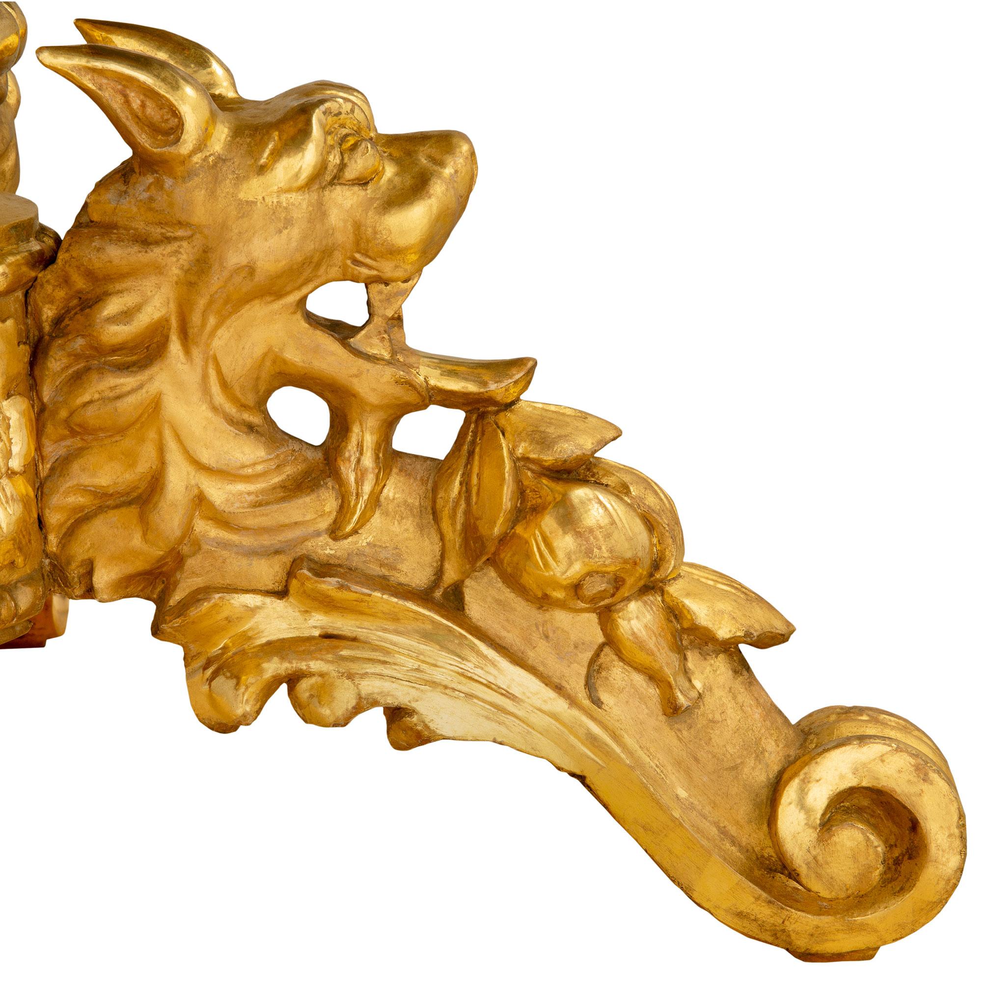 Italienischer Beistelltisch aus Giltwood und Marmor aus dem 19. im Angebot 4