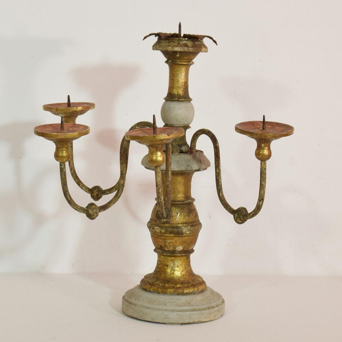 Italian 19th Century Giltwood Candleholder In Good Condition In Buisson, FR