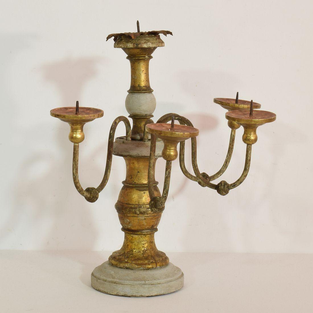 Wood Italian 19th Century Giltwood Candleholder