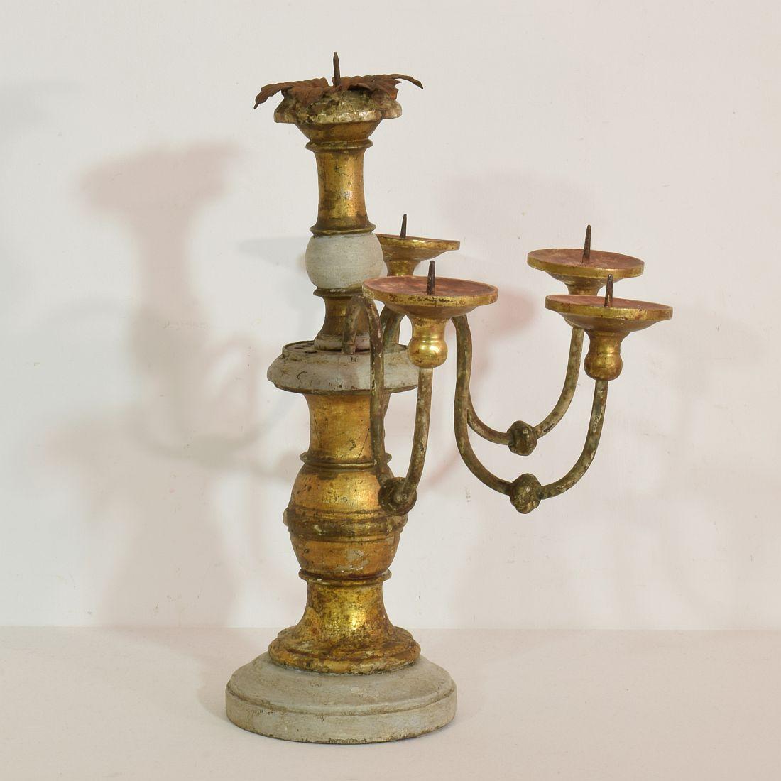 Italian 19th Century Giltwood Candleholder 1