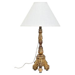 Italian 19th Century Giltwood Candlestick Table Lamp