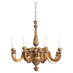 19th Century Italian Neoclassical Giltwood Eight-Light Chandelier