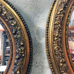 Italian 19th Century Glided Oval Mirrors with Gold Leaf, 1900s