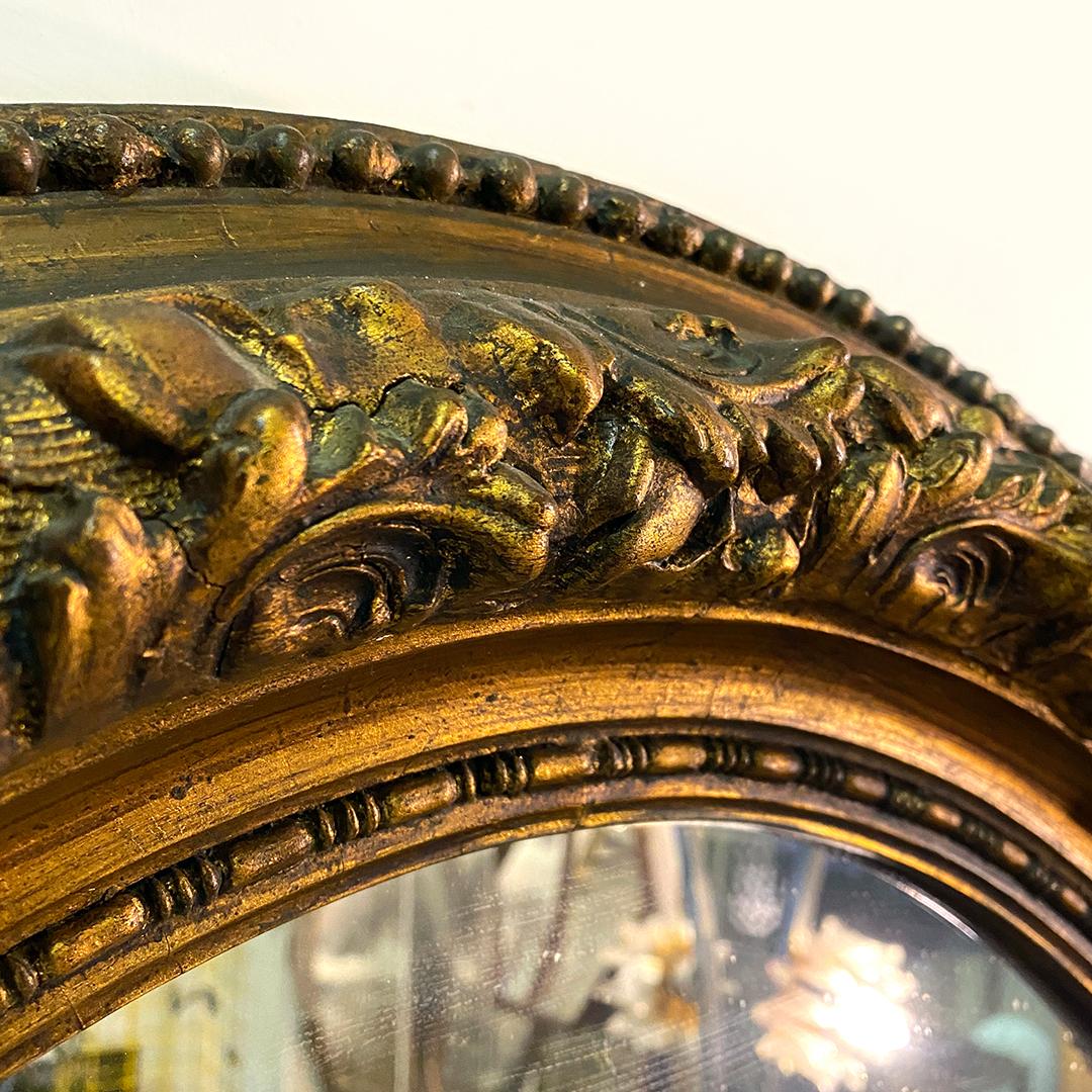 Italian 19th Century Glided Oval Mirrors with Gold Leaf, 1900s In Good Condition For Sale In MIlano, IT