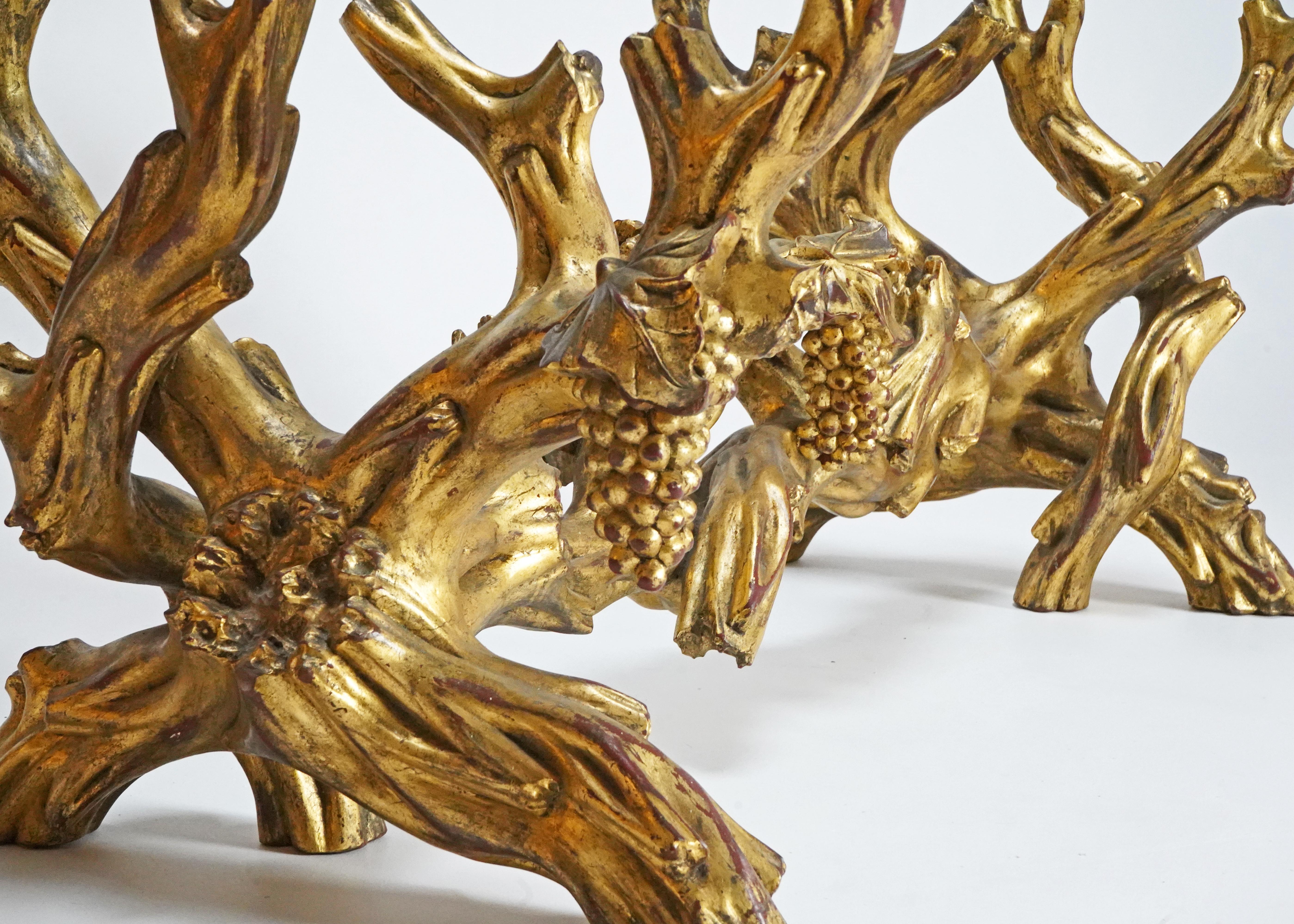 Italian 19th Century Gold Gilt Wood Craved Vine & Grapes Coffee Table 13