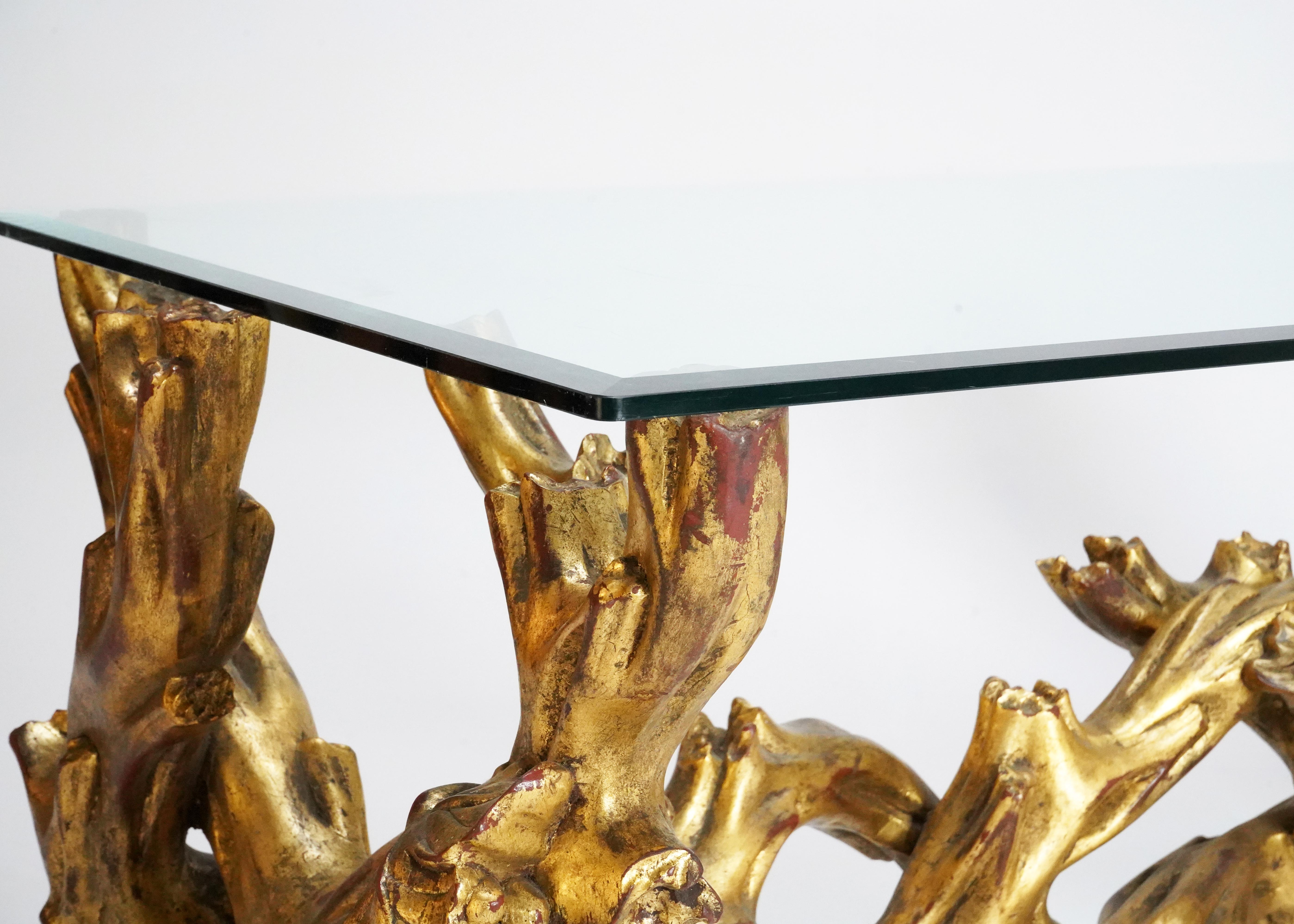 Italian 19th Century Gold Gilt Wood Craved Vine & Grapes Coffee Table 4