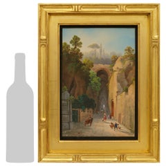 Italienisch 19. Jahrhundert Gouache und Giltwood Malerei