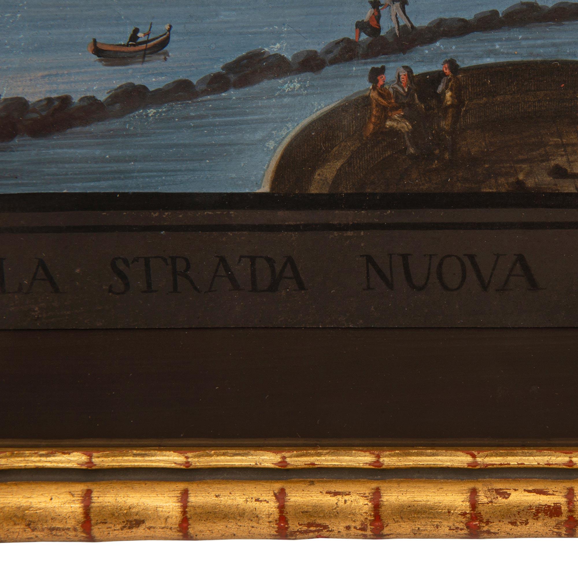Canvas Italian 19th Century Gouache of Naples, Italy For Sale