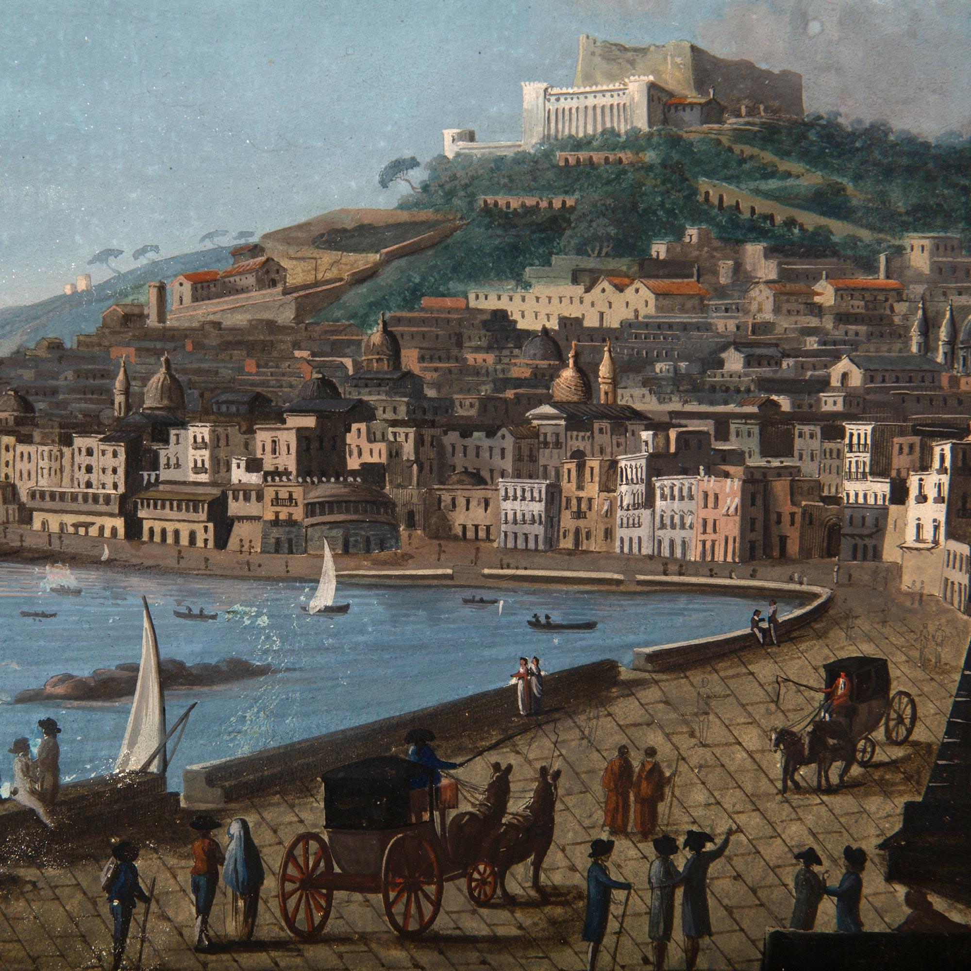 Toile Gouache italienne du 19ème siècle de Naples, Italie en vente