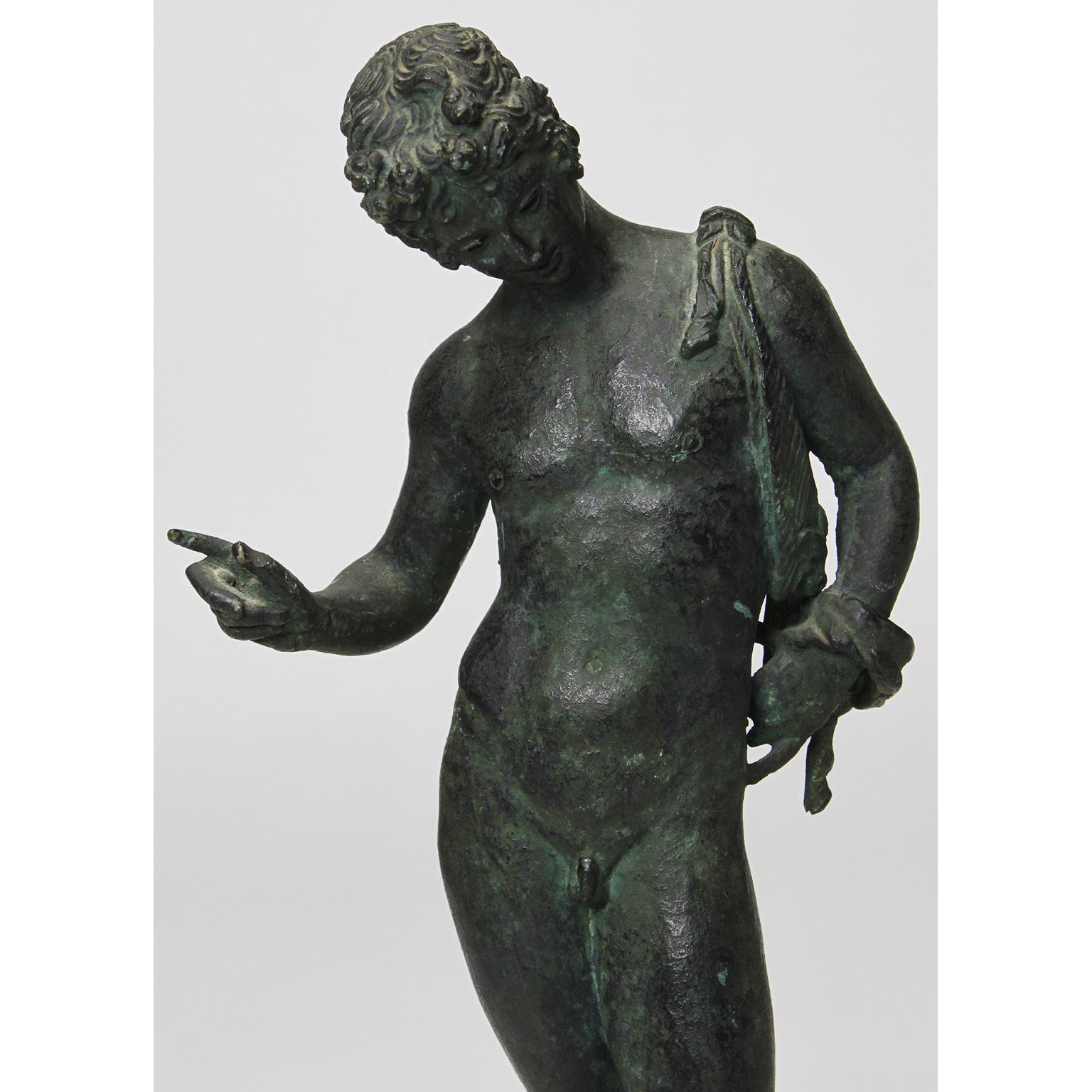 Greco Roman Italian 19th Century Grand Tour Bronze Sculpture of Narcissus, after Pompeii For Sale