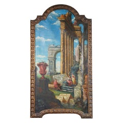 Antique Italian 19th Century Grand Tour Capriccio in the Manner of Panini