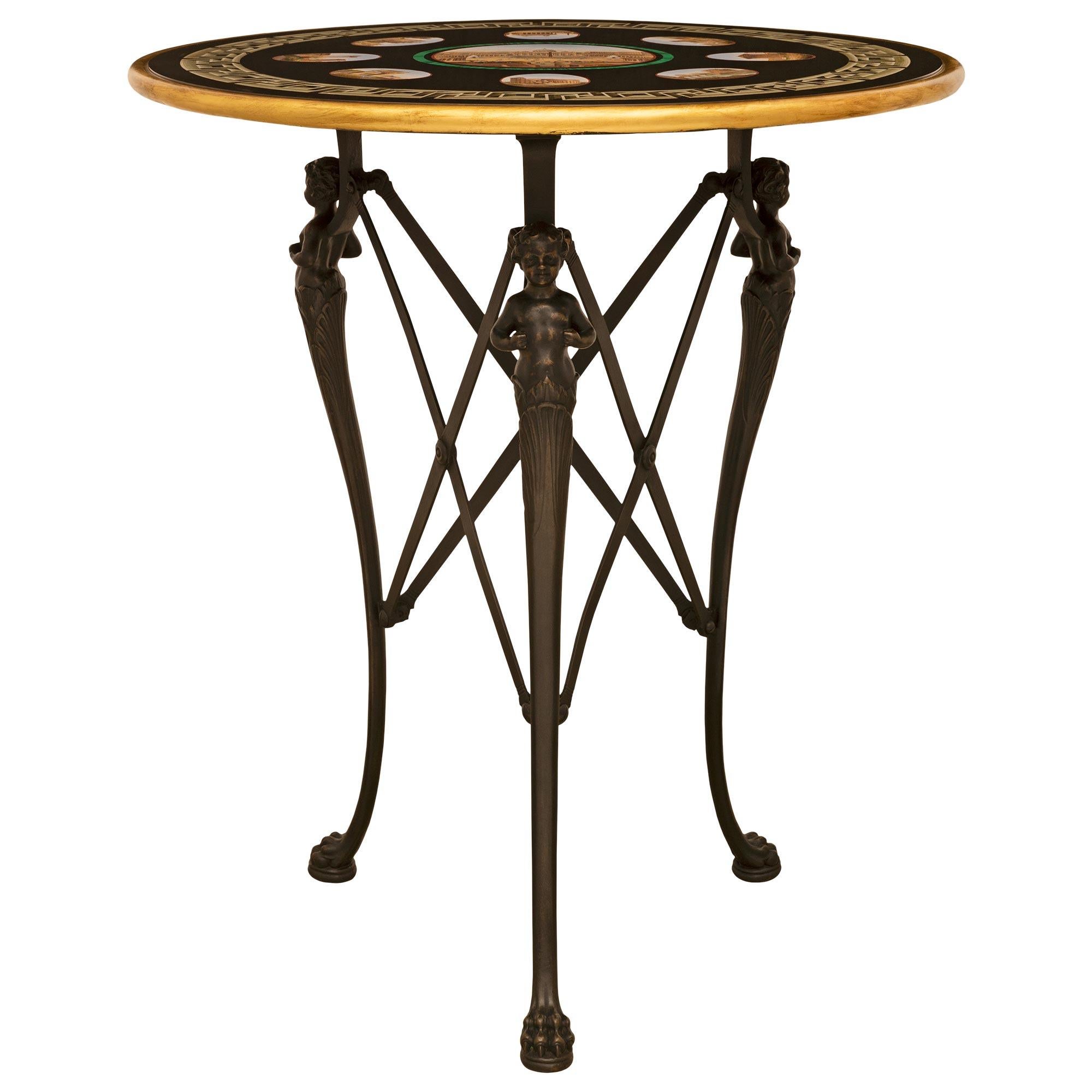 Italian 19th Century Grand Tour Period Bronze and Micro Mosaic Side Table For Sale 5